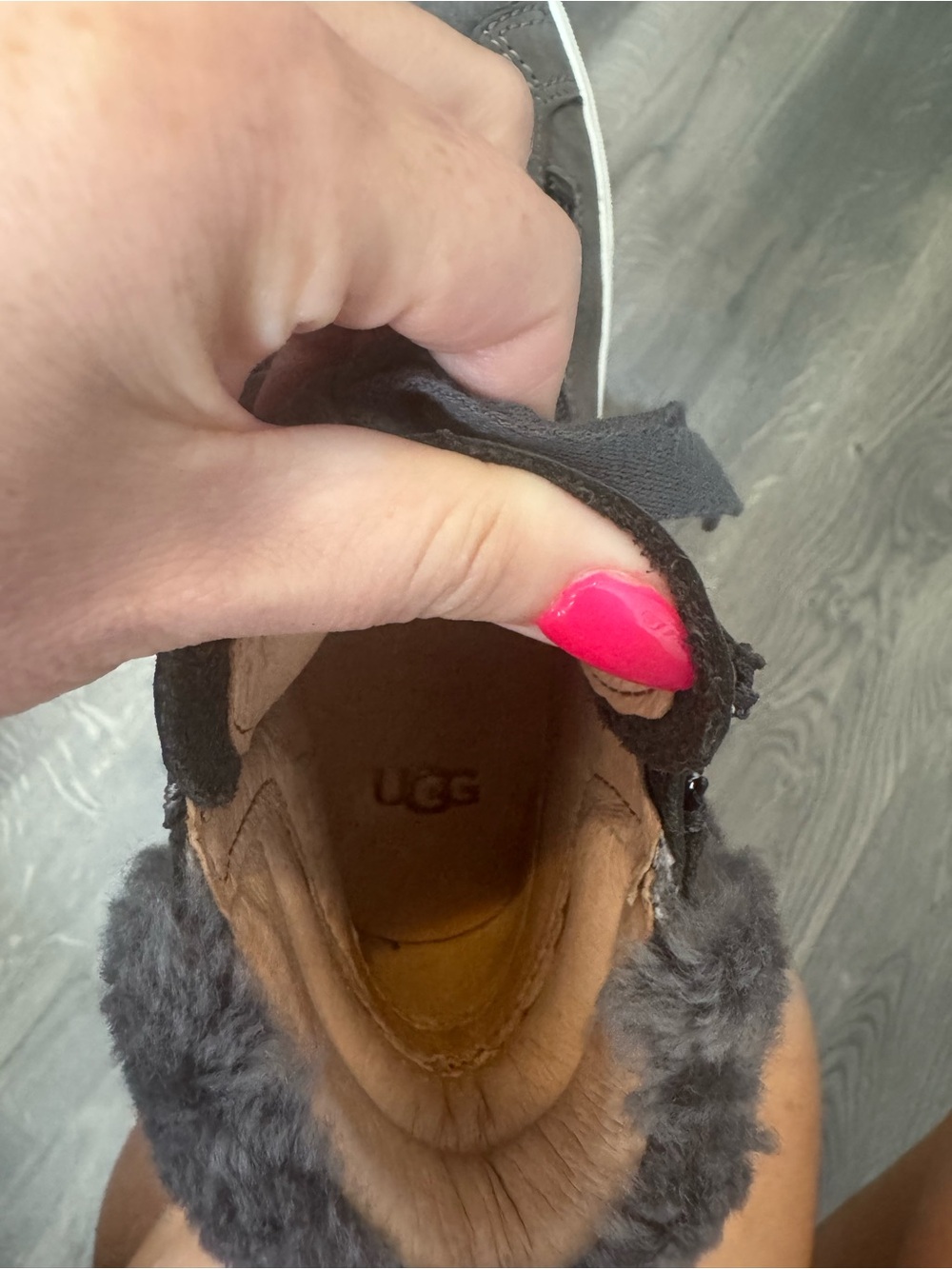 NWOT UGG Women's Charcoal Gray Shearling-Lined High-Top Sneakers - Picture 5 of 6